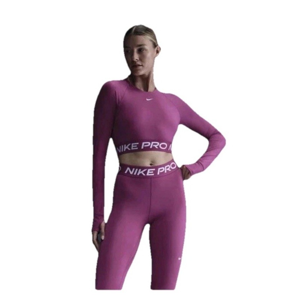 Womens Size XL - Nike Pro Dri-FIT Cropped Long-Sleeve Top Fuchsia FV5484-518